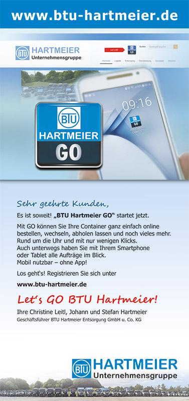 flyer go BTU Hartmeier Online-Container-Service